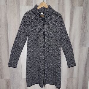 Cocogio Womens Large Wool Blend Long Sweater Coat Made In Italy Classic Modern